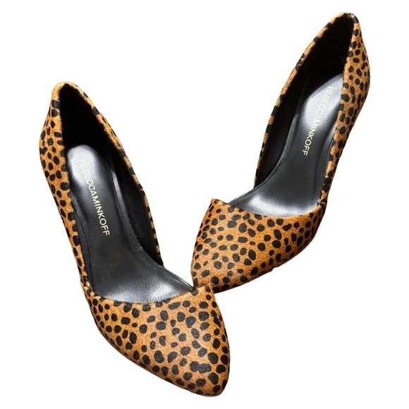 Rebecca Minkoff Cale leopard hairy print heels size 6.5 - Picture 1 of 12